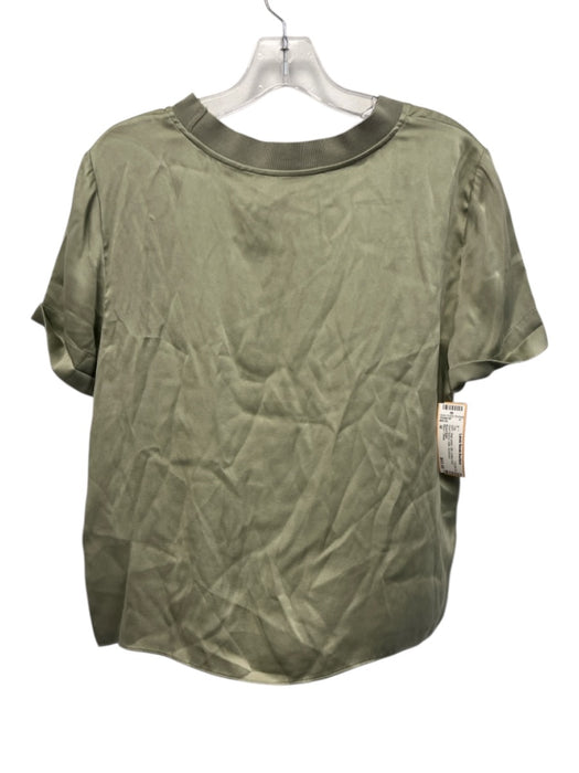 Alice + Olivia Size M Sage green Silk Cuffed Hem Short Sleeve Satin Top Sage green / M