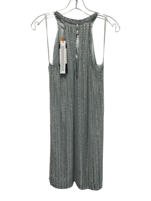 Parker Black Size 8 Silver Gray Silk Embellished Halter Neck Sleeveless Dress Silver Gray / 8