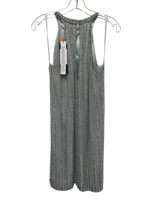 Parker Black Size 8 Silver Gray Silk Embellished Halter Neck Sleeveless Dress Silver Gray / 8