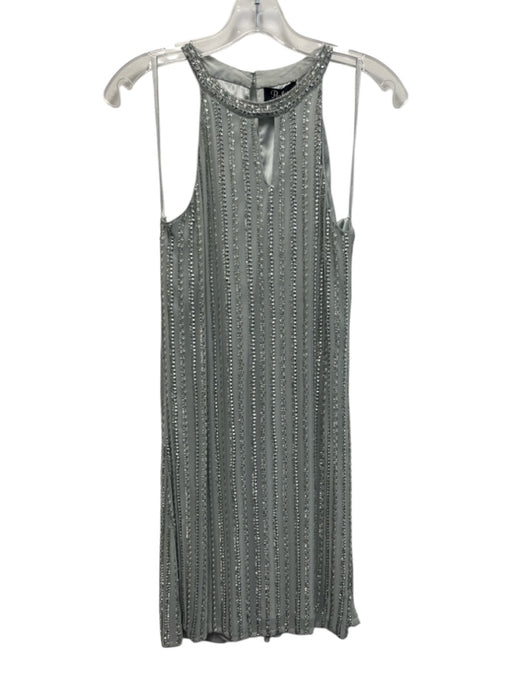 Parker Black Size 8 Silver Gray Silk Embellished Halter Neck Sleeveless Dress Silver Gray / 8
