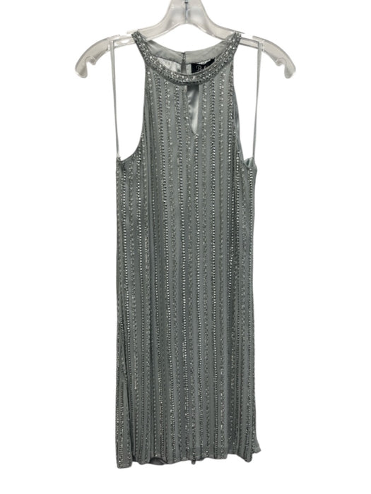 Parker Black Size 8 Silver Gray Silk Embellished Halter Neck Sleeveless Dress Silver Gray / 8