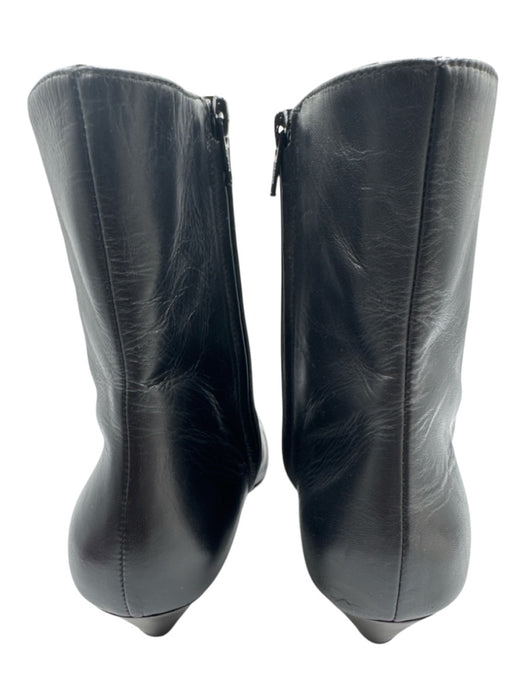 COS Shoe Size 41 Black Leather Side Zip Kitten Heel Booties Black / 41