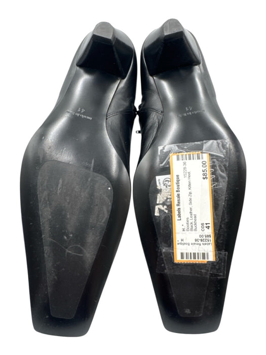 COS Shoe Size 41 Black Leather Side Zip Kitten Heel Booties Black / 41