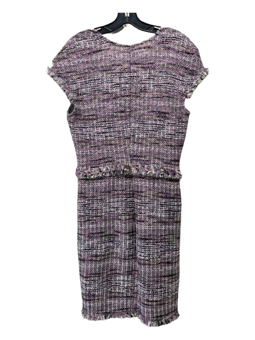 St. John Size 8 Multicolor Missing Fabric Tweed Back Zip V Neck Dress Multicolor / 8