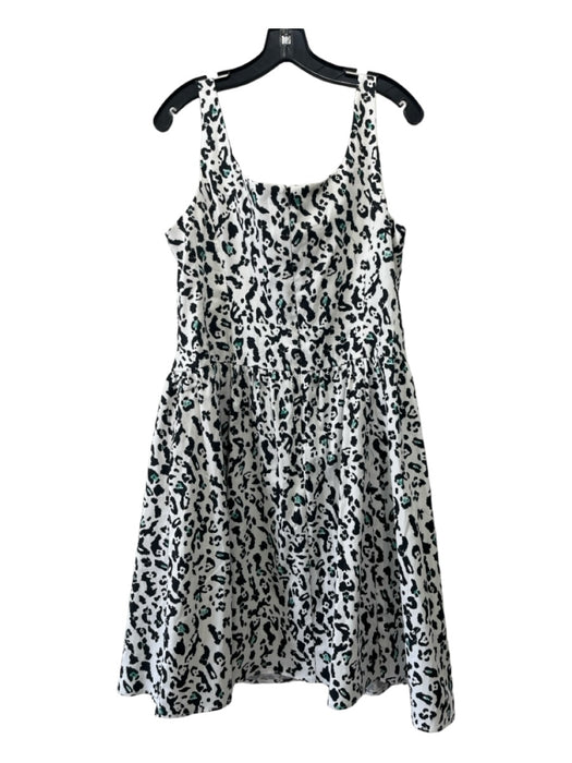 Nanette Lepore Size 12 White & Black Cotton Animal Print Sleeveless Dress White & Black / 12