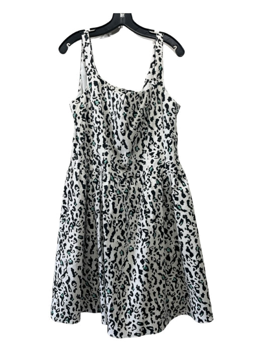 Nanette Lepore Size 12 White & Black Cotton Animal Print Sleeveless Dress White & Black / 12