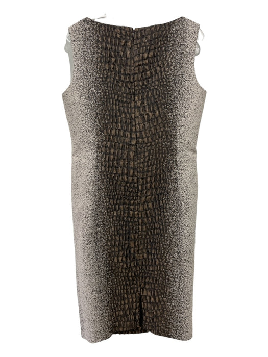 Lafayette 148 Size 12 Bronze & Beige Sleeveless Back Zip Textured Dress Bronze & Beige / 12