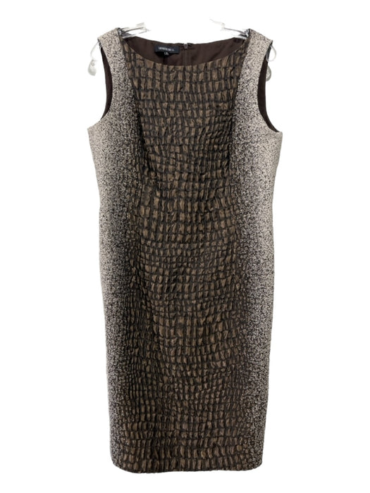 Lafayette 148 Size 12 Bronze & Beige Sleeveless Back Zip Textured Dress Bronze & Beige / 12