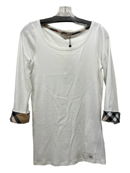 Burberry Brit Size L White & Multi Cotton Scoop Neck Top White & Multi / L