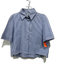 Toit Volant Size XS White & Blue Cotton Blend Striped Button Up Short Sleeve Top White & Blue / XS
