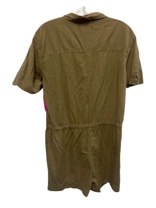 XiRENA Size XS Olive Green Cotton Drawstring Waist Short Sleeve Pockets Romper Olive Green / XS