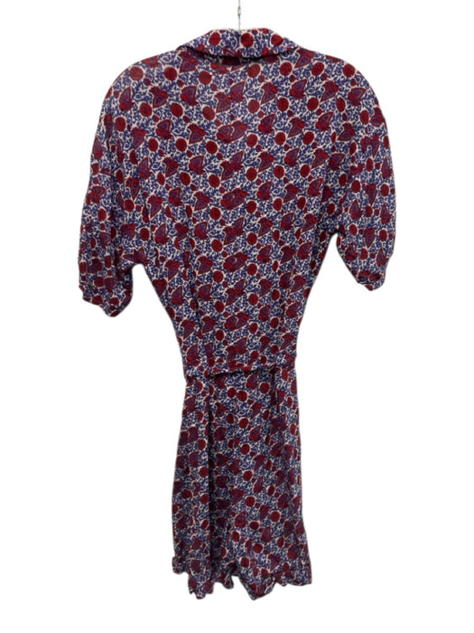 XiRENA Size S Purple, Red, White Cotton Floral Button Down Sash Romper Purple, Red, White / S