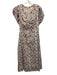 Anna Cate Size M Cream, Red, Blue Cotton Floral Empire Waist Midi Dress Cream, Red, Blue / M