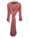 Marea Size M Pink & White Cotton Block Printed Flowers Quarter Button Midi Dress Pink & White / M