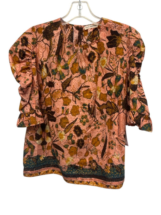 Ulla Johnson Size 4 Pink, Orange, Teal Cotton abstract flowers Keyhole Back Top Pink, Orange, Teal / 4