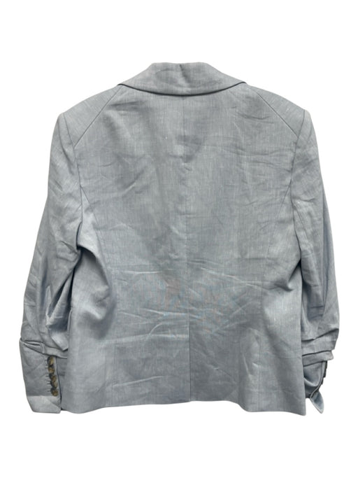 Veronica Beard Size 12 Light Blue Linen Blend Chambray Ruched Sleeve Jacket Light Blue / 12