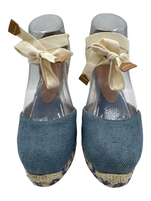 Castaner Shoe Size 37 Blue & Beige Textile Leather Lining Woven Wedges Blue & Beige / 37
