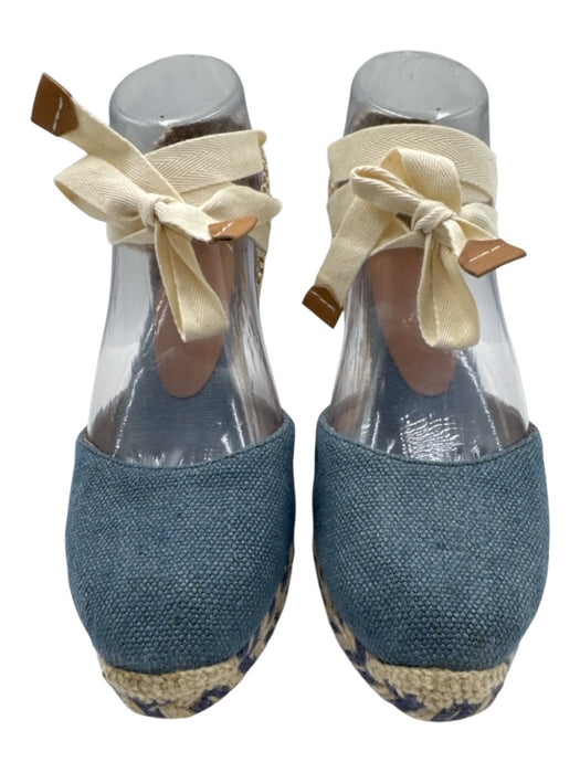 Castaner Shoe Size 37 Blue & Beige Textile Leather Lining Woven Wedges Blue & Beige / 37