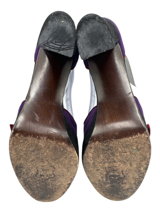 Stuart Weitzman Shoe Size 6 Red, Purple, Black Leather Suede Peep Toe Pumps Red, Purple, Black / 6