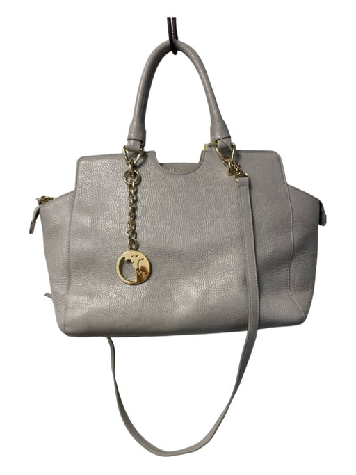 Versace Collection Light Gray Pebbled Leather Crossbody Strap Top Zip Bag Light Gray / L