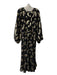 Elie Tahari Size Large Black & Gold Metallic Paisley Long Puff Sleeve Dress Black & Gold / Large