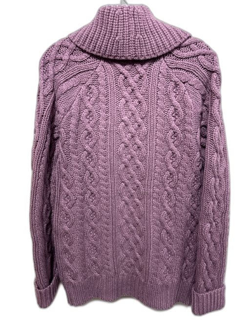 Etcetera Size S Mauve Cotton Blend Cable Knit Button Up Patch Pocket Sweater Mauve / S