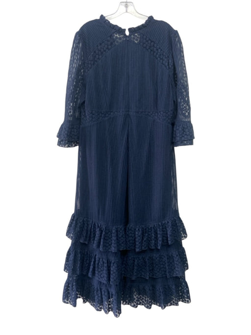 MV Limited Size 14 Navy Polymide Lace Overlay 1/2 Sleeve Covered Buttons Dress Navy / 14