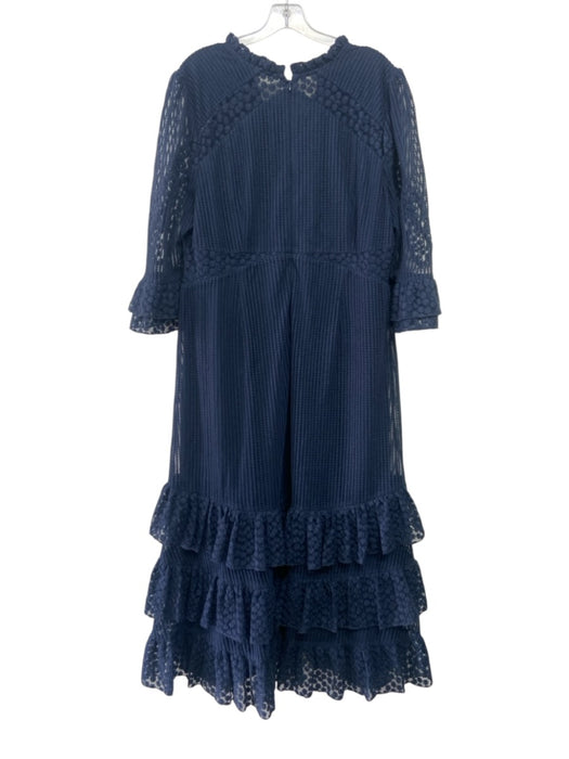 MV Limited Size 14 Navy Polymide Lace Overlay 1/2 Sleeve Covered Buttons Dress Navy / 14