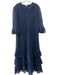 MV Limited Size 14 Navy Polymide Lace Overlay 1/2 Sleeve Covered Buttons Dress Navy / 14