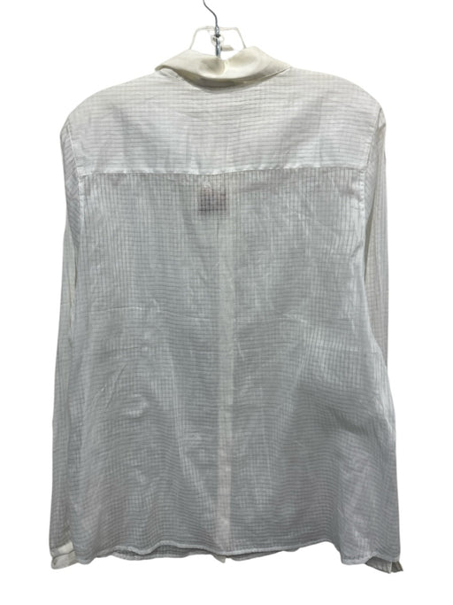 Anne Fontaine Size 46 White Cotton Sheer Square Buttons Button Up & Collar Top White / 46