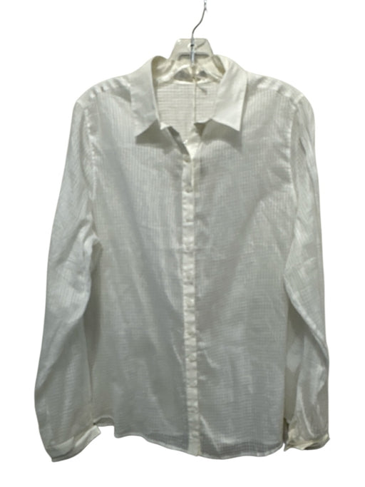Anne Fontaine Size 46 White Cotton Sheer Square Buttons Button Up & Collar Top White / 46