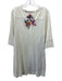 Johnny Was Size L Cream, Pink & Multi Cotton 1/2 Sleeve Floral Embroidery Dress Cream, Pink & Multi / L