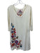 Johnny Was Size L Cream, Pink & Multi Cotton 1/2 Sleeve Floral Embroidery Dress Cream, Pink & Multi / L