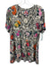 Johnny Was Size M Cream, Orange &  Mustard Cotton Short Sleeve Floral V Neck Top Cream, Orange &  Mustard / M