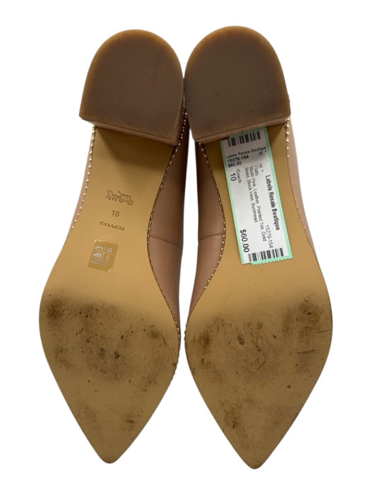 Coach Shoe Size 10 Blush Pink Leather Pointed Toe Gold Bead Block Heel Flats Blush Pink / 10