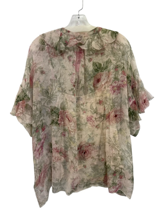 Polo Ralph Lauren Size L Green, Pink & Multi Modal & Silk Floral Ruffle Top Green, Pink & Multi / L