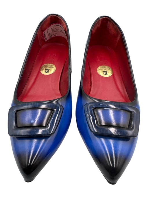Girotti Shoe Size 41 Blue & Black Patent Leather Ombre Pointed Toe Buckle Pumps Blue & Black / 41