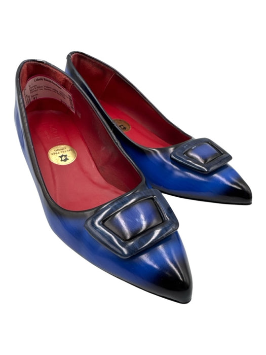 Girotti Shoe Size 41 Blue & Black Patent Leather Ombre Pointed Toe Buckle Pumps Blue & Black / 41