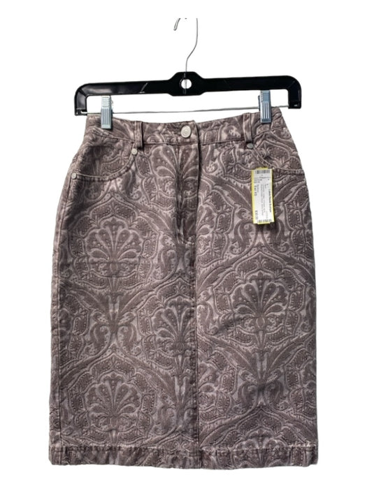 Steilman Size Est XS Lavender Cotton 4 Pocket zip fly Abstract Detail Skirt Lavender / Est XS