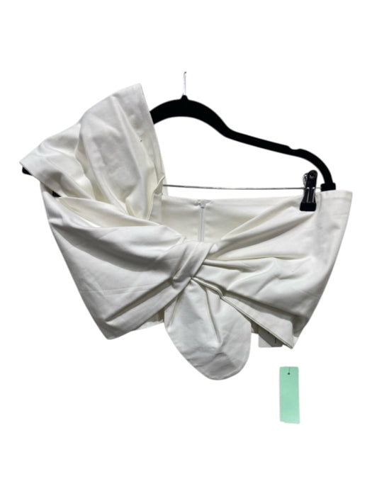 Just Bee Queen Size S White Cotton Blend Twist Cropped One Shoulder Top White / S