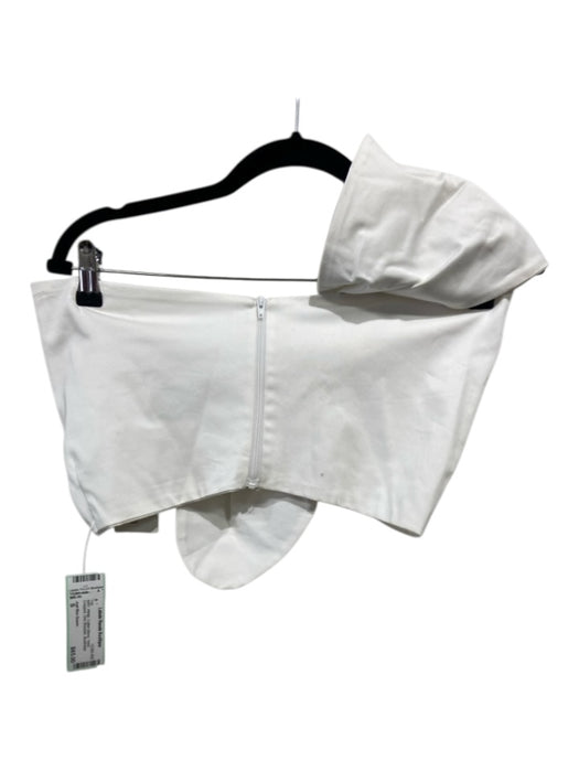 Just Bee Queen Size S White Cotton Blend Twist Cropped One Shoulder Top White / S