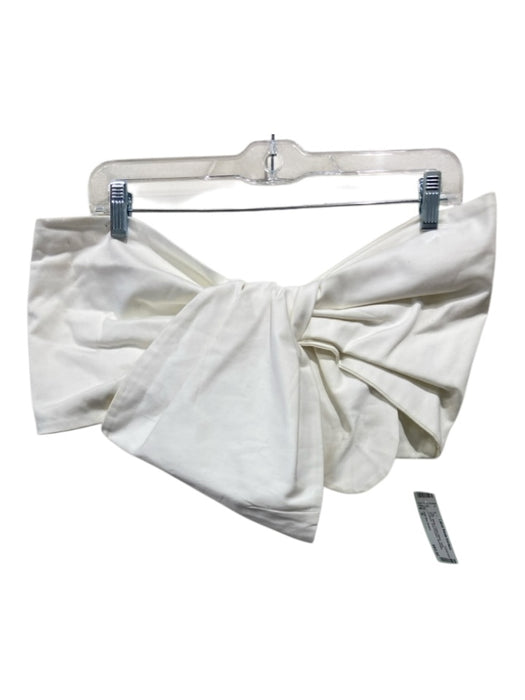 Just Bee Queen Size S White Cotton Blend Twist Cropped One Shoulder Top White / S