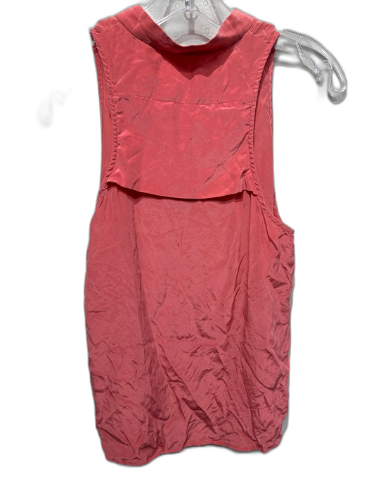 Veronica Beard Size 3 Coral Pink Silk Sleeveless Button Up stand collar Top Coral Pink / 3