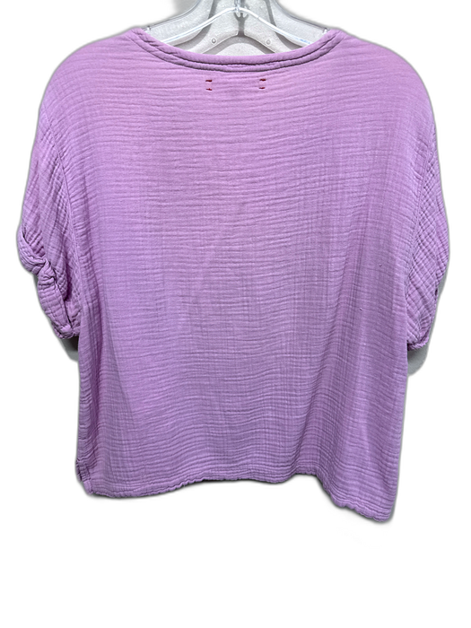 XiRENA Size Medium Lilac Purple Cotton Short Sleeve Cuffed Crew Neck Top Lilac Purple / Medium