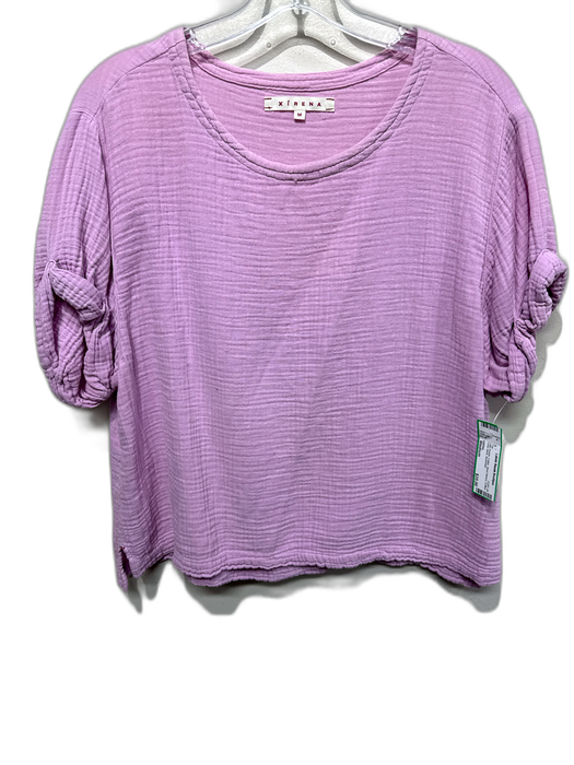 XiRENA Size Medium Lilac Purple Cotton Short Sleeve Cuffed Crew Neck Top Lilac Purple / Medium