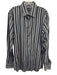 Boss Size L Navy Cotton Blend Striped Button Up Men's Long Sleeve Shirt Navy / L