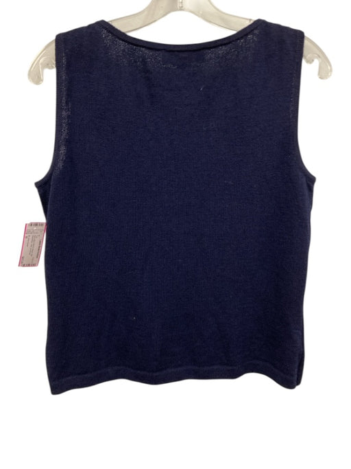 St. John Caviar Size M Navy Blue Wool & Rayon Knit Sleeveless Tank Top Navy Blue / M