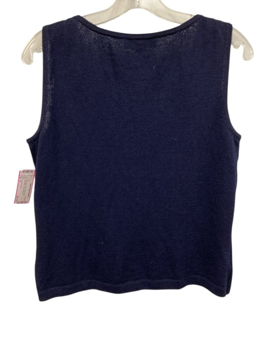 St. John Caviar Size M Navy Blue Wool & Rayon Knit Sleeveless Tank Top Navy Blue / M
