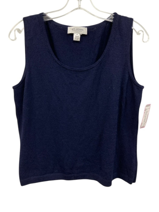 St. John Caviar Size M Navy Blue Wool & Rayon Knit Sleeveless Tank Top Navy Blue / M