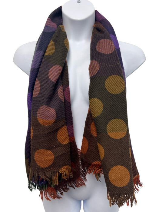 Fendi Orange, Purple, Green Acrylic Frayed Knit Dots Heavy scarf Orange, Purple, Green / Large